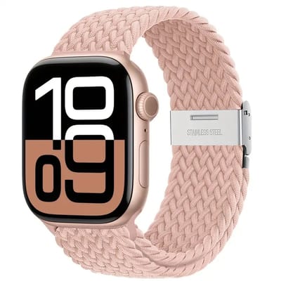 Watch band - geweven in de kleur licht beige - 42/44/45/46/49mm - Nylon bandje geschikt voor Apple Watch - Geschikt als Apple watch bandje voor Series 1/2/3/4/5/6/7/8/9/10/SE/Ultra