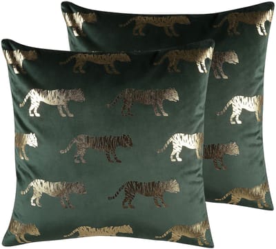 BLUEBELL - Sierkussen set van 2 - Donkergroen - 45 x 45 cm - Fluweel