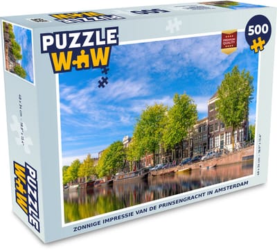 Puzzel Zonnige impressie van de Prinsengracht in Amsterdam - Legpuzzel - Puzzel 500 stukjes