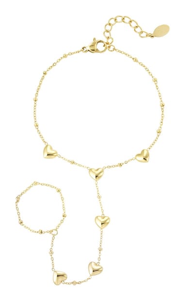 Heart Harmony Handchain - Goudkleur - RVS (Verkleurt niet)