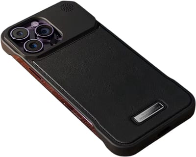 Hoesje van Leer geschikt voor iphone 17 – Luxe Magnetisch Hoesje met Aromatherapie, Draadloos Opladen en Randloos Design – Volledige Bescherming - Zwart
