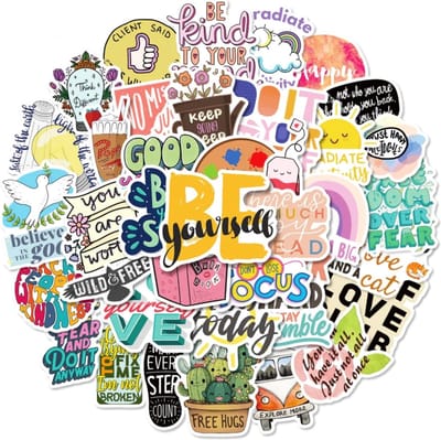 *** 50 Stickers met Quote en Spreuk - Emoticon Afbeeldingen - Grappig & Vrolijk - voor Kinderen & Volwassenen - Laptop Decoratie - Bullet Journal - Planner Stickers - van Heble® ***
