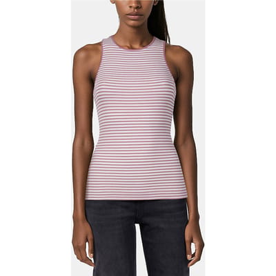 Rich & Royal Organic Rib Top Striped Woodrose Size: XS | Tanks &amp; Camis Outlet | Dames | Roze