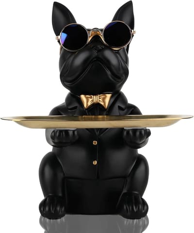 Moderne Decoratieve Bulldog Tray Standbeeld als Spaarpot en Sleutelhanger voor Thuis en Kantoor, Ideaal voor Sieraden en Snoepjes