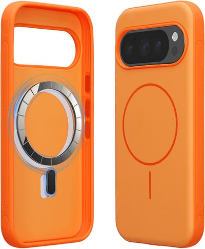 kwmobile Schokabsorberend telefoonhoesje voor Google Pixel 10 / Pixel 10 Pro / Pixel 9 / Pixel 9 Pro — TPU-bumper met verhoogde rand, MagSafe-compatibel — oranje