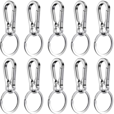 Karabijnhaak Sleutelhanger Set - 10 Stuks Zinklegering met Snelsluiting Ringen Clips voor Rugzak