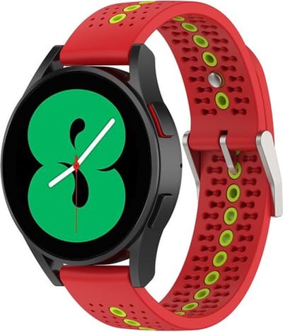 By Qubix - Dot Pattern bandje 20mm - Rood - Geschikt voor Samsung Galaxy Watch 7 (40 & 44mm) - Galaxy Watch FE - Galaxy Watch 6 - Galaxy Watch 6 Pro - Galaxy Watch 5 - 5 Pro - Galaxy Watch 4 - 4 Classic - Active 2 - Watch 3 (41mm)