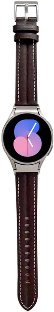 Luxe leren bandje - geschikt voor Samsung Galaxy Watch 7 (40 & 44mm) / Watch 6 (Classic) / Watch 5 (Pro) / Watch 4 (Classic) / Watch FE - leer met gesp - donkerbruin