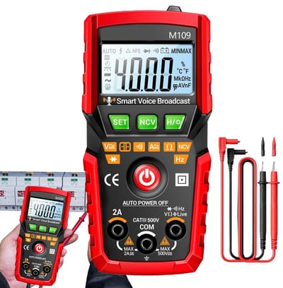 Digitale Multimeter - Spanning Tester - Elektronica Meten - Automatische Spraakuitvoer - 4000 Counts - Rood