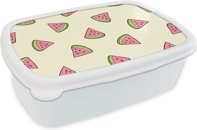 Broodtrommel Wit - Lunchbox - Brooddoos - Design - Patroon - Watermeloen - 18x12x6 cm - Volwassenen