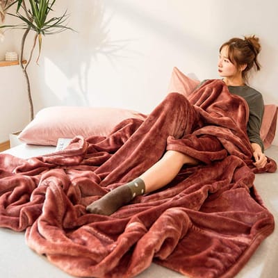 fleece werpdekens Reisformaat - Superzachte donzige warme stevige bedspreien voor bank Microfiber deken -Baksteenrood_200 × 230 cm 4.8 kg