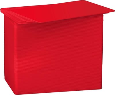 100 x Plastic cards red blank cards in EC card format for ID cards payment cards and bank cards health cards