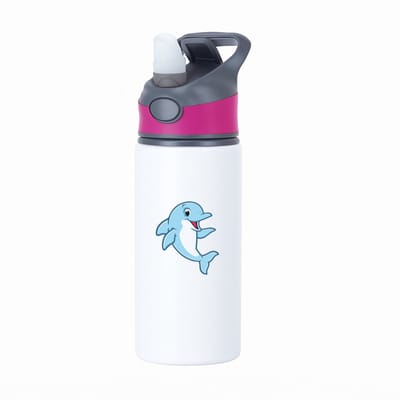 Hacebo® - Dolfijnen waterfles met rietje roze - Dolfijn - Dieren liefhebbers - Zoogdier - vissen - dierentuin - water fles - 650ML