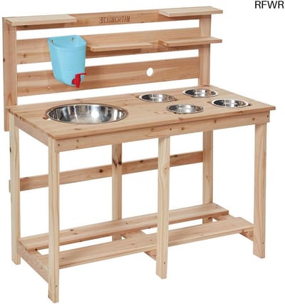 RFWR® Natuurlijke Houten Modderkeuken voor Kinderen - Creatief Buiten Speelplezier