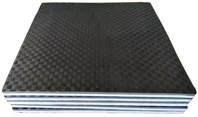 ForzaFit Puzzelmat - Tatami Judomat - Zwart met Grijs - set van 5 tegels met randen - 104x104 cm per tegel