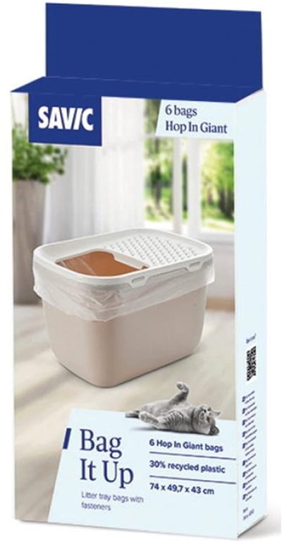 Savic kattenbakzakken Giant - Bag It Up Hop -in 6 st - 74 x 49.7 x 43 cm - met snelbinder - 30% gerecycleerd plastiek .