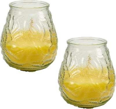 Geurkaars citronella - 2 x - in windlicht - glas - 10 cm - citrusgeur