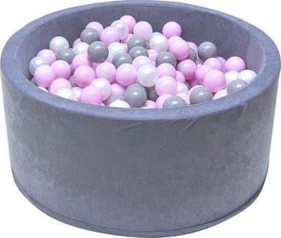 Ballenbak - stevige ballenbad -90 x 40 cm - 400 ballen Ø 7 cm - roze, wit, grijs