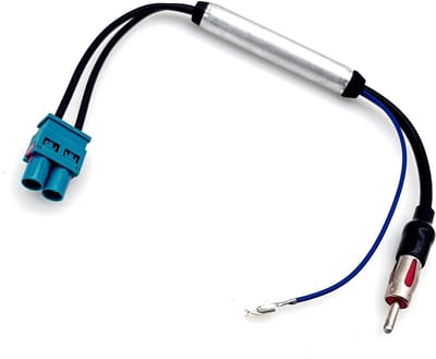 Allecto - Dual Fakra naar DIN-stekkerconverter - Antenneadapter - Universele autoradio FM AM - Signaalversterker - Geschikt voor Audi Volkswagen