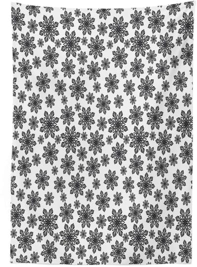 ABAKUHAUS Tafelkleed Sneeuwvlok – Satijn 140 x 240 cm – wit/zwart