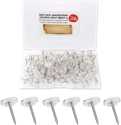 Punaises - Duimspijkers Kopspijkers - Prikbord Bevestigen - Transparante Plastic Kop - 200 stuks - Helder