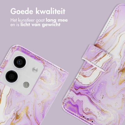 imoshion Hoesje - Geschikt voor Xiaomi Redmi Note 13 (5G) - Design Bookcase smartphone - Purple Marble