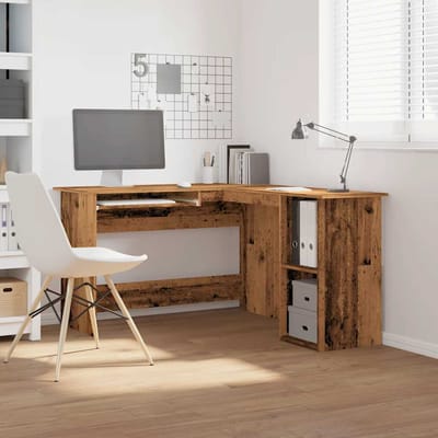 vidaXL - Hoekbureau - 120x140x75 - cm - bewerkt - hout - oud - houtkleurig