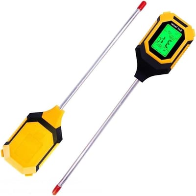 Bodemtester Tuinplanten - Meetinstrument Planten - Plantenverzorging Thuis - Meet Vochtigheid pH - 4 Inch - Zwart