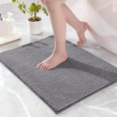Mezcla Badkamermat 40 x 60 cm, extra zachte antislip absorberende waterchenille-badtapijten, machinewasbaar, sneldrogende badmatten voor badkamervloer, douche, woondecoratie, lichtgrijs
