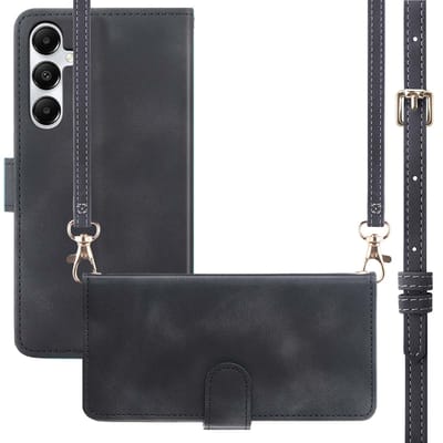 imoshion Hoesje - Geschikt voor Samsung Galaxy A15 (4G) / A15 (5G) - Bookcase met koord - Zwart
