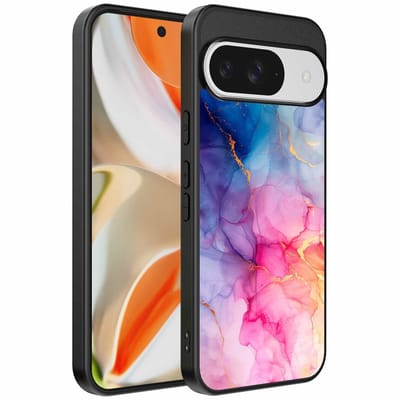 Geschikt voor Google Pixel 9 Pro XL Telefoonhoesje met marmeropdruk - TPU backcover case marble design - Regenboog - Smartphonica geschikt voor Google Pixel 9 Pro XL