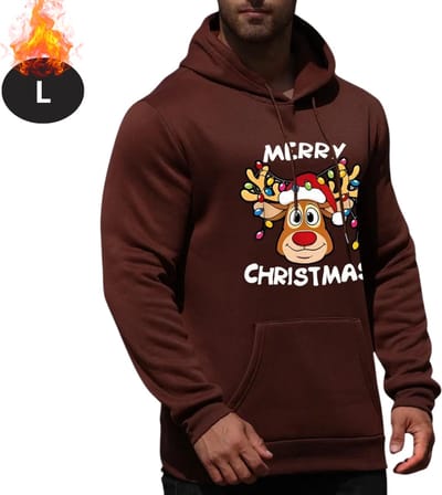 Bovista Kersttrui - Heren - Foute Kersttrui - Christmas Sweater - Cartoonprint - Kerst Sweater - Christmas Jumper - Hoodie - Koffie - L