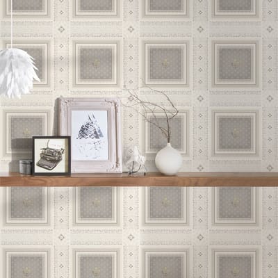 KLASSIEKE FRANSE LELIE BEHANG - Creme Grijs - AS Creation Hermitage 10