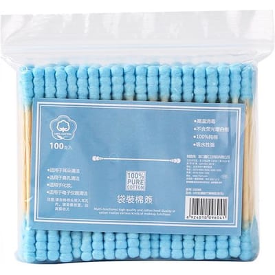 100 Stuks Roze Dubbelzijdige Wattenstaafjes Vrouwelijke Make-up Verwijderaar Wattenstaafjes Puntjes voor Neus Oren Schoonmaak Accessoires blauw