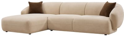 Vente-unique Hoekbank links in getextureerde beige stof MIBASTO