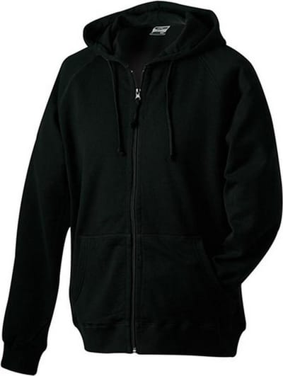 James and Nicholson Unisex Hooded Jacket (Zwart)