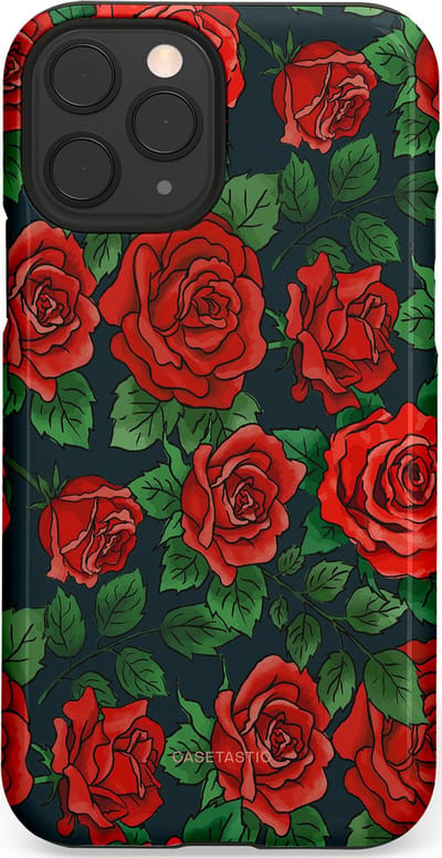 Casetastic Hoesje Geschikt voor Apple iPhone 11 Pro - Stijlvolle Beschermende Duo-layer Case - Rozen rood