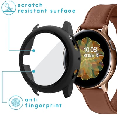 Screen protector - Geschikt voor Samsung Galaxy Watch Active2 - 44 mm - Full Cover Hard Case / Beschermend Hoesje - Zwart