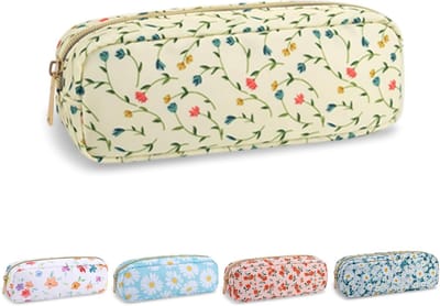 Waterdichte nylon etui met bloemenprint - dun, licht en compact voor pennen en accessoires
