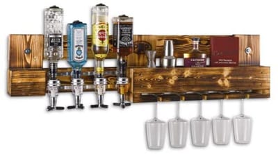 Wijnbar met flessenhouder, wandrek en wijnglashouder voor thuis