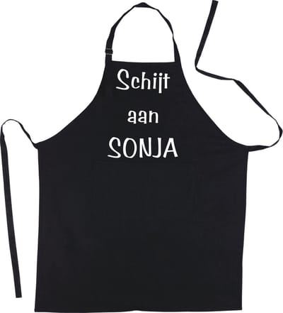 Luxe schort - schijt aan Sonja - zwart