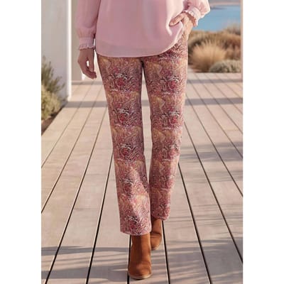 Corduroy broek LOUISA met paisleymotief - aubergine / gebroken wit / gedess. - Gr. 38 van Goldner Fashion