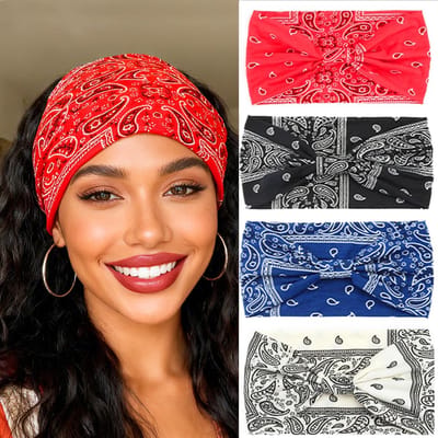 Ynkkvre - Sporthaarband - Haarband - Hoofdbandl - 4 Stuks - Voor Vrouwen En Meisjes Met Boho Knoopdesign