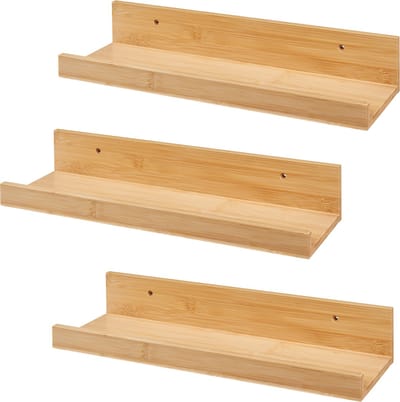 Wandplank set van 3 Gildeskål 40x13x7 cm bamboe