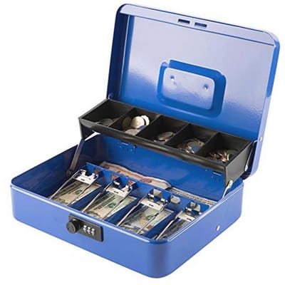Grote Cash Box met Combinatieslot en Cash Tray - XL Lock Safe Box voor Geld en Waardevolle Spullen