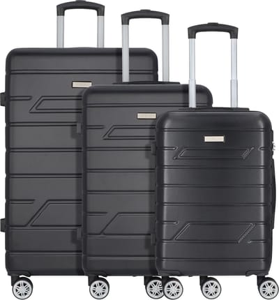 NOWI Bergamo 4 wielen Kofferset 3-delig - Harde bagage - Combinatieslot - schwarz