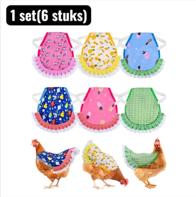 1 set（6 stuks） - Keukenschort - Pluimveekleding - Pluimveedelen - Kippenbroekje - Dubbellaagse Henne Apron - Veren Beschermer Tegen Pikken - Ajusteerbaar Kippen Tuin Accessoire - Geschikt voor boerderijen, ranches en als kippenschort