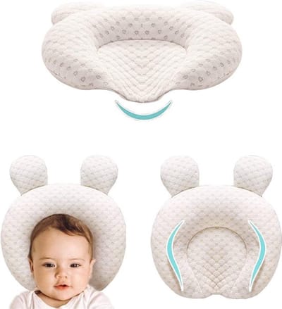 Baby Kussen - Ergonomische Kussen - Traagschuim Vulling - afplatkussen - Traagschuim - Slaapkussen voor Baby's - Wasbaar in de Machine - Pasgeboren Kussen met Plat Hoofd (0-12 Maanden) Baby kussens