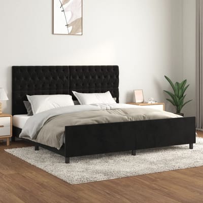 vidaXL - Bedframe - zonder - matras - 200x200 - cm - fluweel - zwart