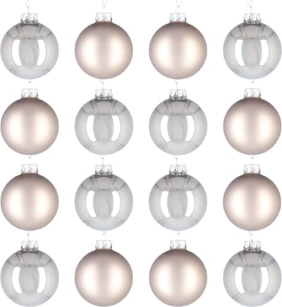 Glazen kerstballen - Set van 16 stuks/80mm - Luxe kerst decoratie - Sfeervolle kerstversiering voor in de kerstboom - Glas - Titan Grey - Grijs